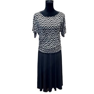 Enfocus Women Black and Tan Chevron Dress
